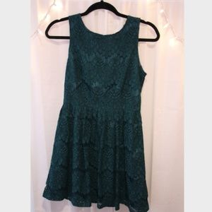 Green lace A-line dress